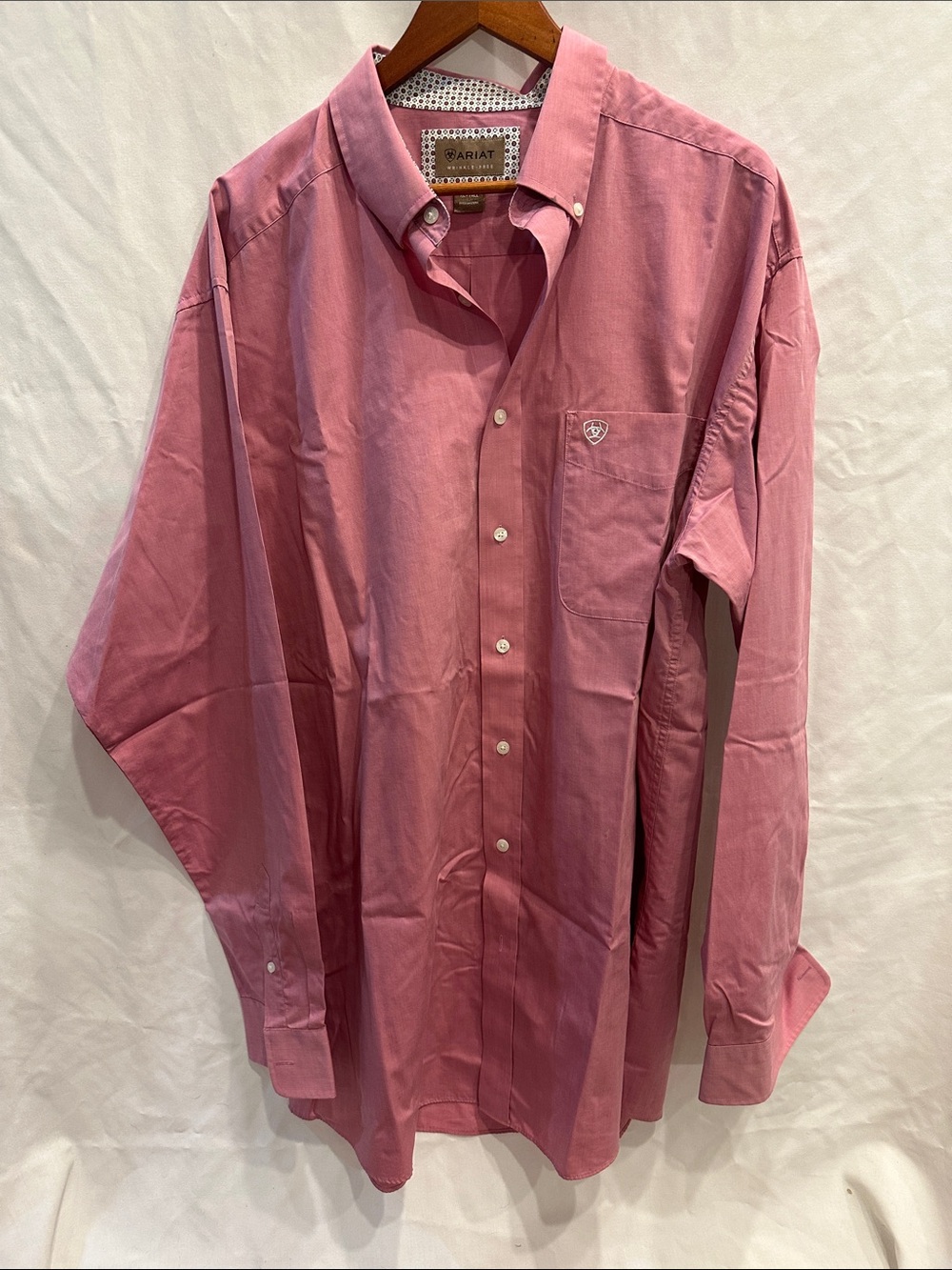 Ariat Men's Dusty Pink Button-Down Dress Shirt, XL, Tall